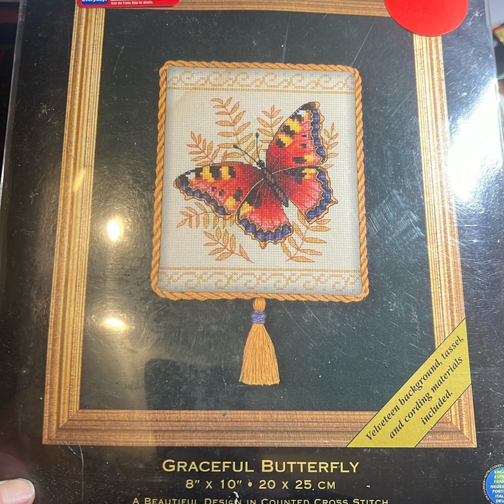 Beautiful Vintage 8”x10” “Gold Nugget” “Graceful Butterfly”